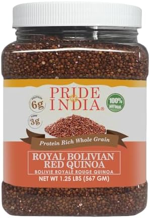 Pride Of India - Natural Red Royal Quinoa - 100% Bolivian Superior Grade Protein Rich Whole Grain, 1.5 Pound (24oz) Jar