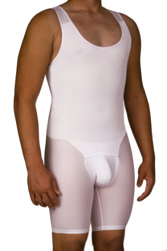 Underworks Mens Compression Bodysuit Shaper - Girdle for Gynecomastia Belly Fat and Thighs