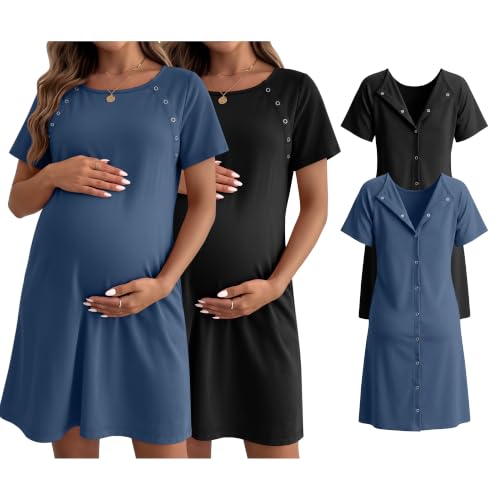 Huukeay - Huukeay 2 Pack Labor and Delivery Hospital Gown, 2-Color, Large - Best Deal on Amazon
