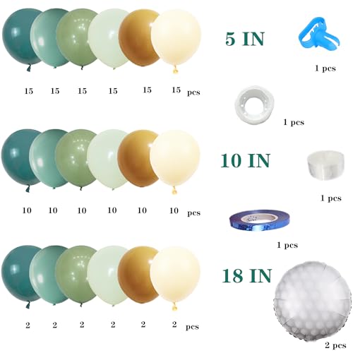 168 Pcs Golf Balloon Arch Kit - Multi-Size (18/10/5 Inch) Balloons in Blue/Green/White/Cocoa for Masters Birthdays,Baby Showers,Retirement Parties & Golf Events Decor(Durable & Quick-Inflate Design) by D-BUPU - Image 2