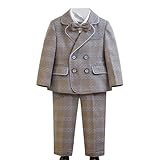 [YJSO] フォーマルスーツ 5点セット 男の子 発表会 おしゃれ タキシード 子供服 グレー キッズ 入学式 卒業式 卒園式 お受験 結婚式 紳士服 蝶ネクタイ 長袖 ジャケット ズボン シャツ かっこいい 春秋 120 冬 セットアップ