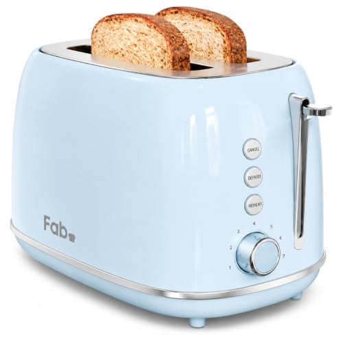 Fab by Kitchen in the box Grille-Pain 2 Fentes Vintage, Toaster Design avec 6 Coloris Disponibles, 7 Niveaux de Dorage, Décongélation, Réchauffage et Annulation