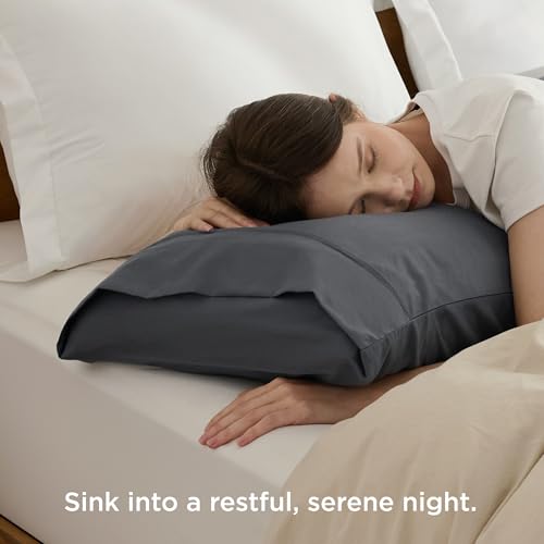 Bedsure King Size Pillow Cases Set of 4 - Dark Grey Brushed Microfiber Pillowcases 4 Pack, Super Soft and Cozy Pillow Case Cover with Envelope Closure, Wrinkle, Fade and Stain Resistant, 20x36 Inches