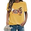 Womens Halloween Tshirt - Ghost Witch Hat Printed Tees Short Sleeve - Loose Fit Summer Clothes Top Holiday Costume Yellow 4XL #5