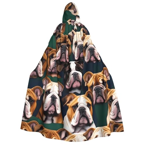 Cape à capuche bouledogue anglais pour déguisement de magicien et vampire adulte