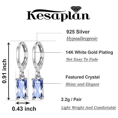 Kesaplan Colorful Dangle Earrings Sets For Women Sterling Silver Plated Crystal Dangle Hoop Earrings Multipack For Teen Girls #TOP1