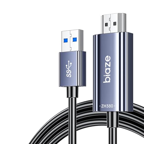 biaze USB auf HDMI Adapter Kabel 1M, Unidirektional USB A 3.0 Stecker auf HDMI Stecker, 1080P 60Hz 5Gbps High Speed zum Anschlie&szlig;en von Laptop/PC/PS5/Switch an TV/Monitor/Projektor
