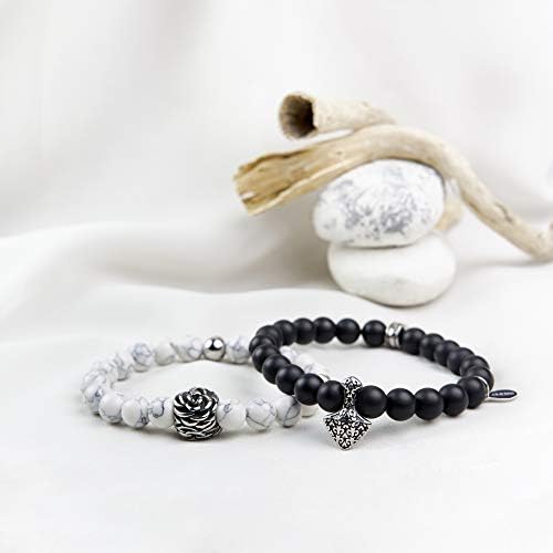 Anavego True Bond Comes with Unique Storage Gift Box Matching Couples Bracelet Set. Gift for Him Her Boyfriend Girlfriend Husband Wife Women Men Mother Father. 8 Millimetre Beaded