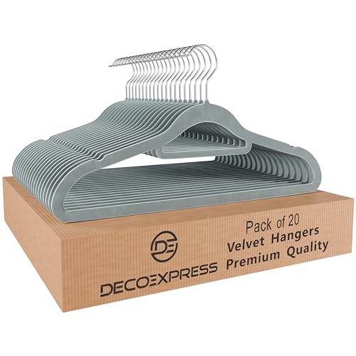 Perchas Terciopelo Gris Claro Marca DECO EXPRESS