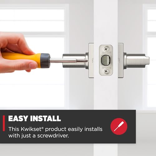 Kwikset Casey Interior Privacy Door Handle with Lock, Door Lever For Bathroom and Bedroom, Satin Nickel Reversible Keyless Turn Lock, with Microban Protection by Kwikset - Image 3