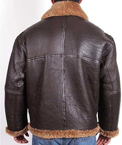 Men's Vintage WW2 B3 Raf Bomber Aviator Real Sheepskin Leather Jacket | Men's Flying Aviator Winter Jacket - 4