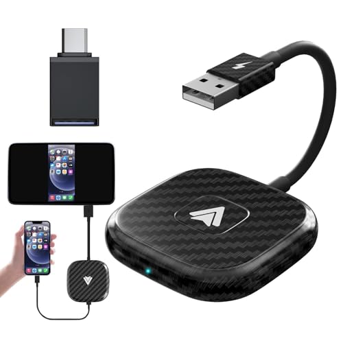 Convertisseur sans fil pour voiture, adaptateur Link pour voiture | Dispositif de mise en miroir d'écran de voiture,Transmission rapide du téléphone miroir à l'écran de la voiture, photos, navigation,