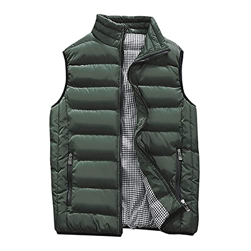 Feiairuike Men's Outdoor Casual Stand Collar Outwear Padded Vest Coats Red Large #TOP6