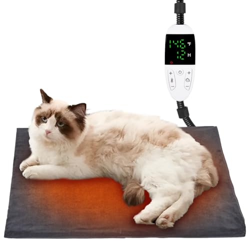 Papettly Heated Dog Cat Bed Indoor - Pet Heating Pad Machine Washable Cover, Temperature Adjustable,...