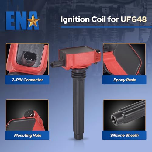 ENA 3.6 V6 UF648 Ignition Coil 97390 Spark Plugs Compatible with Dodge Chrysler VW 200 300 Challenger Avenger Charger Durango Journey Grand Cherokee Caravan Wrangler Routan Set of 6 - Red by ENA - Used condition - Image 4