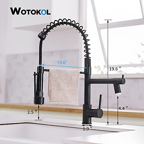 Matte Black Kitchen Faucets With Pull Down Sprayer Stainless Steel, Wotokol Led Kitchen Faucet Single Handle Single Hole Spring Kitchen Sink Faucet With Two Sprayer #TOP5