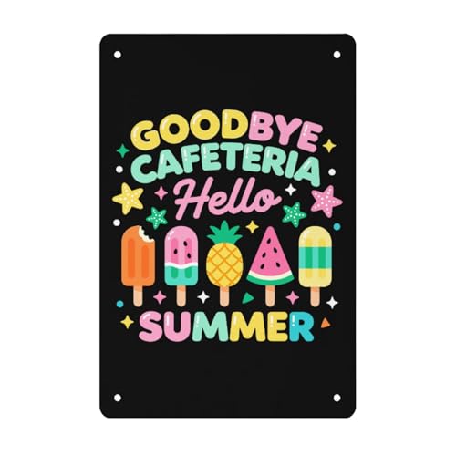 Goodbye Cafeteria Hello Summer Lunch Lady End Of School Year Vintage Sign Farmhouse Decor For Kitchen