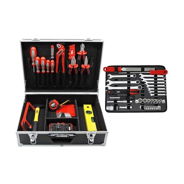 FAMEX 755-58 Alu Werkzeugkoffer Gefüllt 164-tlg. - Werkzeugkasten bestückt mit Werkzeug Set – Bild 3