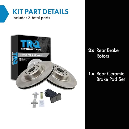 Image of TRQ Rear Brake Pad and Rotor Set Ceramic Compatible with 2017-2021 Tesla S