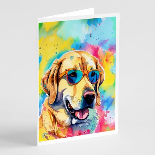 Caroline's Treasures DAC2529GCA7P Yellow Labrador Hippie Dawg Greeting Cards Pack of 8 Blank Cards with Envelopes Whimsical A7 Size 5x7 Blank Note Cards