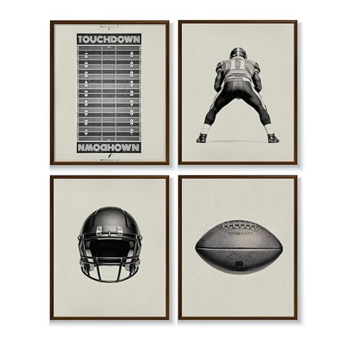 MKYFHSVGD Vintage Football Wall Art Posters Set of 4, Black