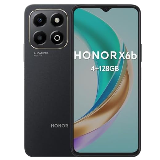HONOR X6b Smartphone Android 14 Dual SIM NFC, batteria 5200 mAh, 4GB RAM 128GB telefono con Display 6,56 pollici 90Hz, fotocamera 50+2MP, Octa-core cellulare impronta digitale, Midnight Black