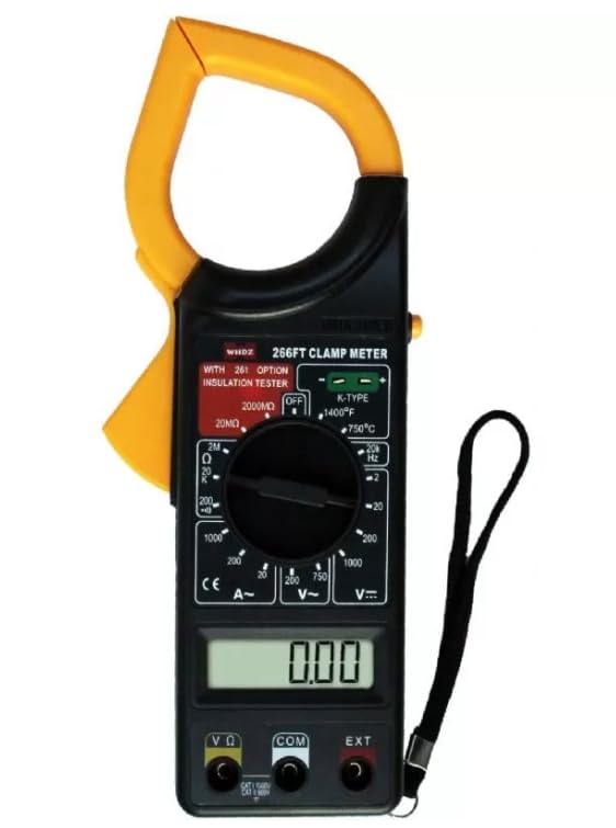 VMTRONIX DT-266 Ac Dc Digital Clamp Multimeter | Auto Ranging |Amp Current Voltage Measurement Device| Ammeter Resistance Buzzer Data Hold with Carry Case Red Colour-image-8