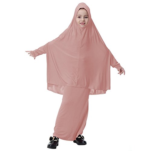 Zhengpin Muslim Islamic Girl's Abayas and Jilbabs Full Length Dresses + Hijab Two-piece Prayer Dress Abaya Set Hajj Umrah Zhengpin Muslim Islamic Girl's Abayas and Jilbabs Full Length Dresses + Hijab Two-piece Prayer Dress Abaya Set Hajj Umrah