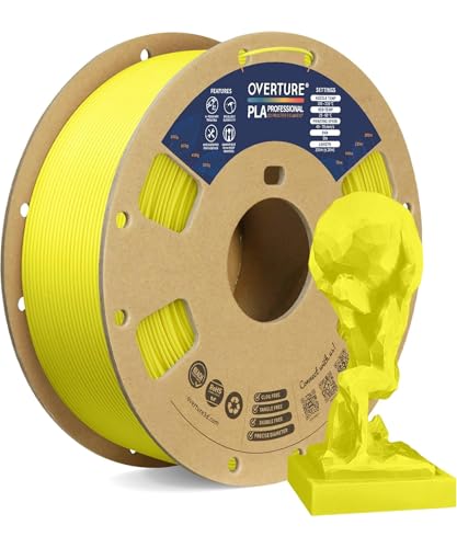 Image of OVERTURE PLA Plus (PLA+) Filament 1.75mm PLA Professional Toughness Enhanced PLA Roll, Cardboard Spool, Premium PLA 1kg(2.2lbs), Dimensional Accuracy 99% Probability + /- 0.03mm (Highlight Yellow)