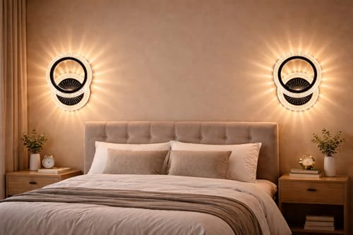 Image of FILLISKA Luxurious Acrylic Crystal Wall Lamp with Adjustable Colour Changing Function, Elegant Finish (Black Round Crystal-702)(1 Year Warranty)