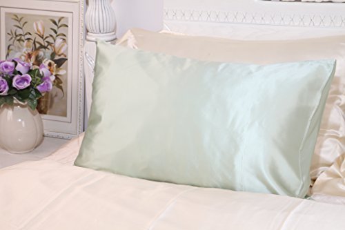Magnificent Pure Silk Pillowcase/Pillowcover Queen Size, Natural White Top 100% Pure Charmeuse Silk, w/Cotton Underside Standard Size