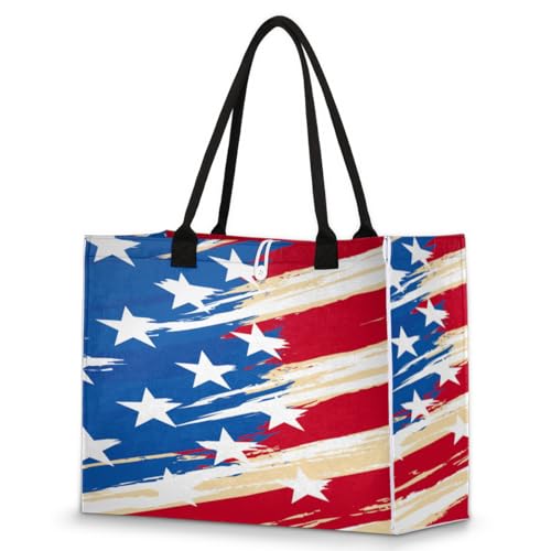 Abstract Art Flag Tote Bag for Women Large Beach Bag Reusable Tote Bags for Work Travel Beach Shopping