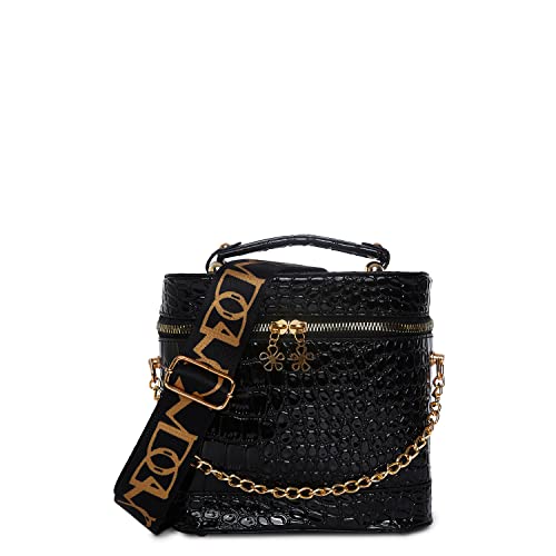 Image of Haute Sauce Textured Zip Lock Hand Bag with Chain Strap (AZ HSHB1050)