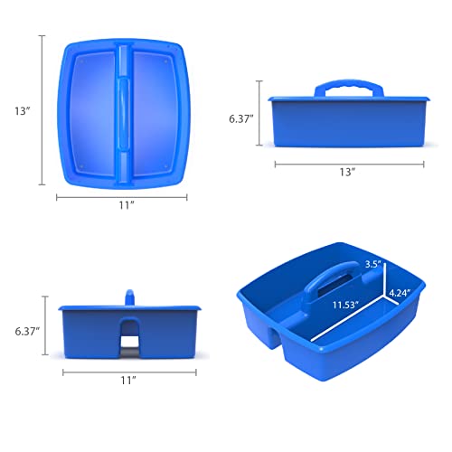 Image of Storex 2-Compartment Large Caddy - Multipurpose Classroom Organizer with Handle, Assorted Colors, 6-Pack (00948E06C)
