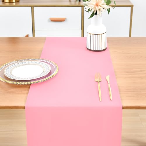 Farmhouse Pink Table Runner Dining Table Runners 60 Inches Long Coffee Table Runner for Dresser Living Room Bedroom Holiday Party Banquet 12X60 Inch by Wolkemer - Image 7