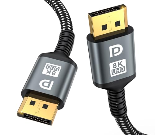 jojobnj 16K DisplayPort Cable 2.1, 1M DP Cable [16K@60Hz, 8K@120Hz, 4K@240Hz, 40Gbps] | Gold-Plated DP to DP for Gaming Monitor, PC | Supports HDR, HDCP, FreeSync, G-Sync, RTX 4090, 7900XTX