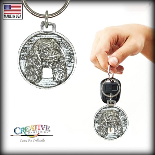 Cavalier King Charles Keychain, Dog, Pewter, D044KC, 1 1/2, 100% Handmade in The USA, Pet, Tag, Metal, Keychain, Key Chain, Key Ring, Key Fob, Gift, Over 90 Dog Keychains3