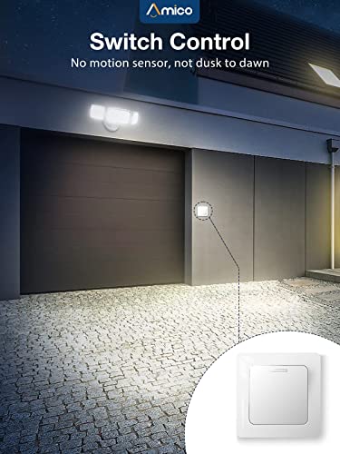 Amico 3500Lm Led Security Light, 30W Bright Outdoor Flood Light, 5000K Daylight White, Ip65 Waterproof With 3 Adjustable Heads For Garage, Backyard, Patio, Garden, Porch&Stair(White) #TOP2