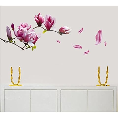 Large Magnolia Flowers Mural Art Decal Wall Stickers Cover