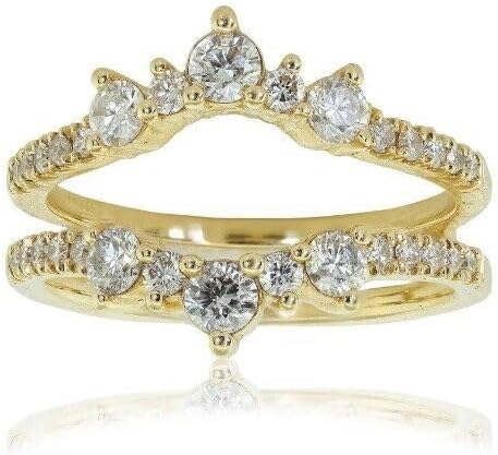 VANDANA GEMS & JEWELRY 2 Ctw Round Cut Diamond Enhancer Wrap Gaurd Ring For Women's Wedding Engagement Ring 14K Yellow Gold Finish