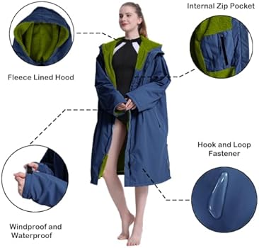 Hiturbo Parka De Natação Impermeável E Quente: Robe Troca Com