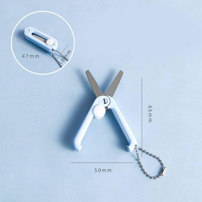 Mini Folding Scissors Portable Foldable Travel Scissors Paper Cutter Pocket Paper Rope Craft Shredder Scissors Stationery Push-Pull (Baby Pink)