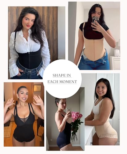 FeelinGirl Women\'s Faja Body Shaper Postpartum Fajas Colombianas Shapewear Tummy Control Body Shaper Butt Lift Bodysuit Black XXL