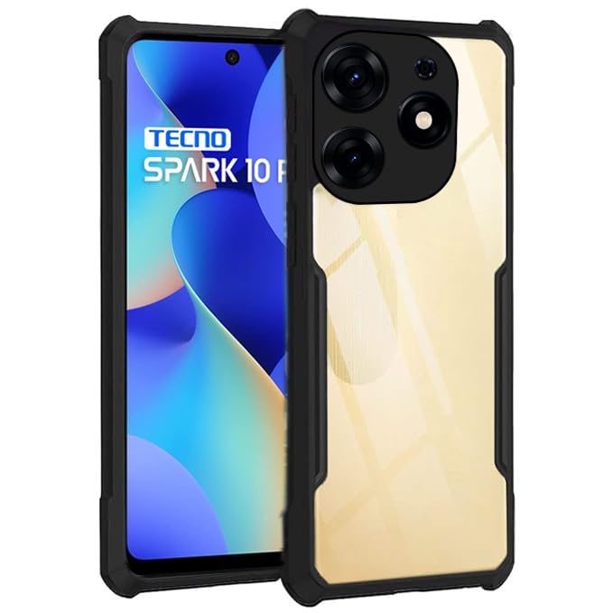 amazon basics Hybrid Camera Protection Transparent Hard Back Case Cover for Tecno Spark 10 Pro (Sides Black) (B0CVLFDWXY) Amazon Price History, Amazon Price Tracker
