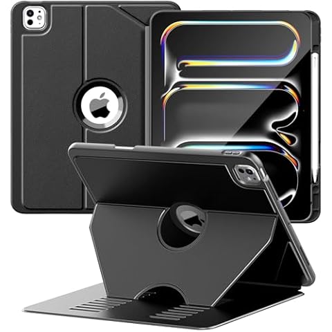 TiMOVO Case for iPad Pro 13 Inch M4 (2024), Adjustable Multiple Viewing Angles Protective Cover with Pencil Holder Support Pencil Pro and Pencil (USB-C), Auto Wake/Sleep, Black Cover