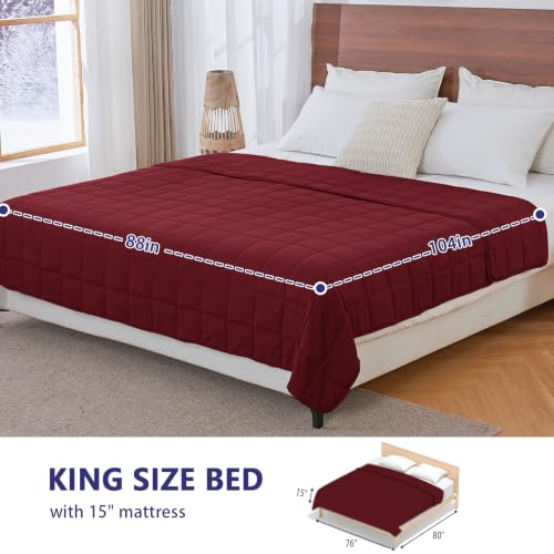 Image of yescool Weighted Blanket for Adults (30 lbs, 88 inch x 104 inch, Red) Cooling Heavy Blanket for Sleeping Perfect for 290-310 lbs, King Size Breathable Blanket with Premium Glass Bead