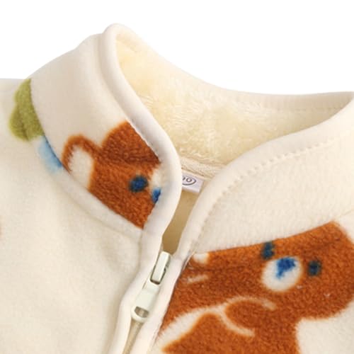 Kid Boys Girls Cartoon Fleece Hooded Jacket Coat Zipper Up Overcoat Spring Fall Thick Clothes3