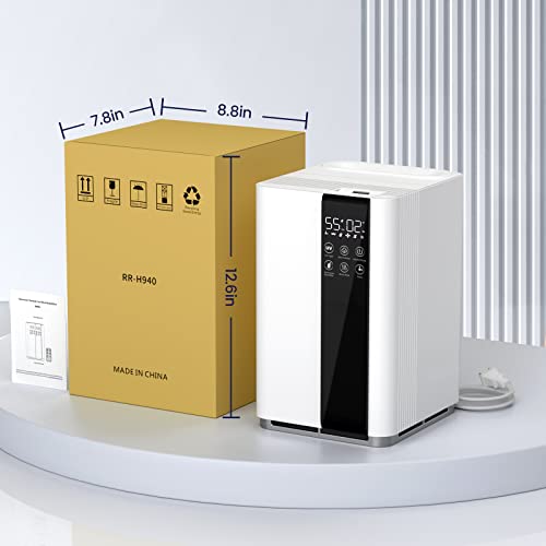 Humidifiers For Bedroom Large Room, 1.32Gal Cool And Warm Mist Humidifier 5L Top Fill Large Humidifiers For Baby With Sleep Model, Timer, 3 Mist Level, Leak Proof Air Humidifier #TOP7