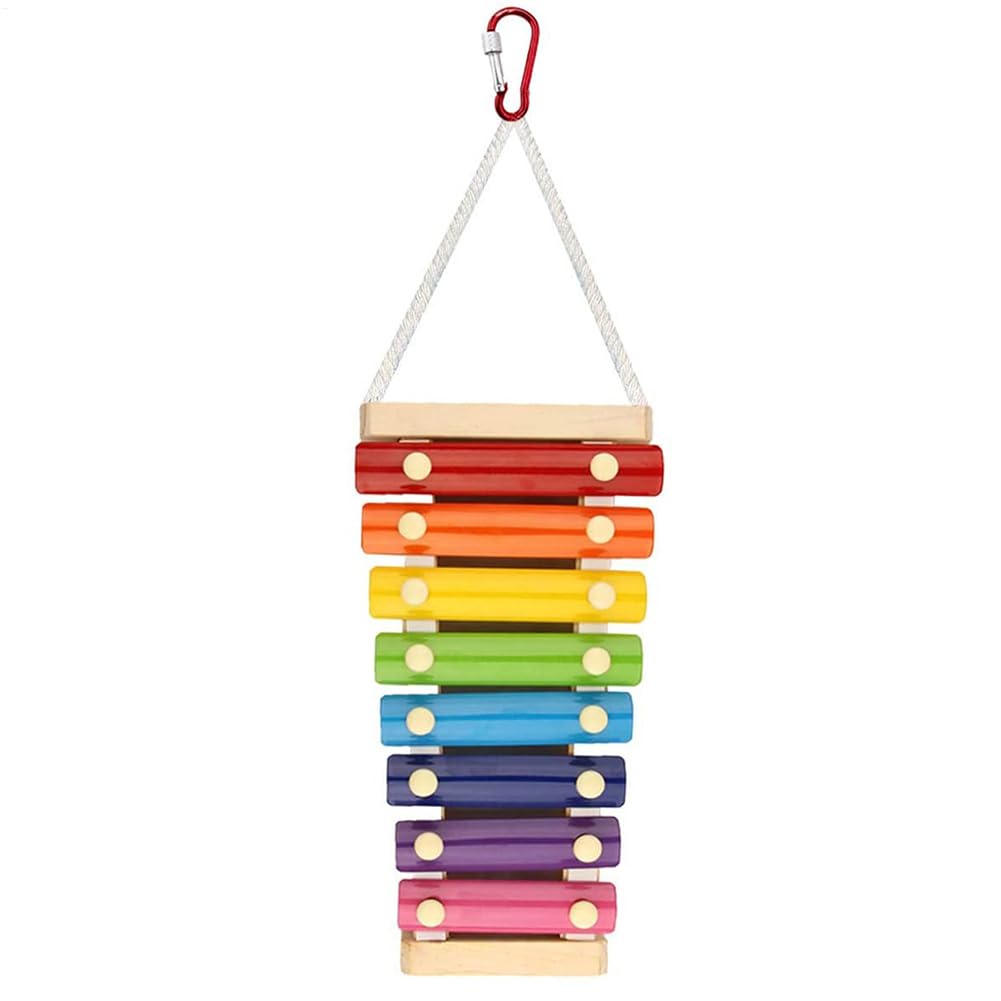 Suspensible Chicken Toy – Wooden Xylophone for Hens & Birds | Musical Pecking Toy for Parrots Budgies Lovebirds, Hanging Bird Cage Toy Accessory for Poultry, Hen Treat Distraction Pecking Toy