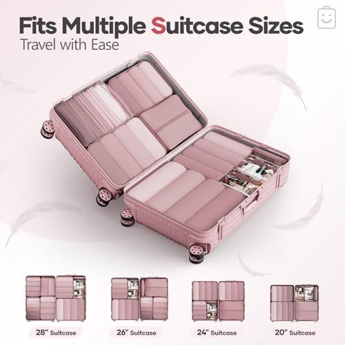 Veken 9/11 Set Compression Packing Cubes Garment Bags for Travel Essentials,Compressible Expandable Luggage Organizer Bags for Clothing,Space Saver Bags with Over 1000 pcs of Mesh Holes(Light Coral) by Veken - Image 7